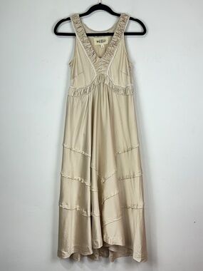 Trelise Cooper 100% Silk Ivory Tiered A-Line Lace Halter Dress 8 Boho Romantic